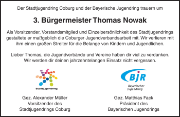 Traueranzeige von Thomas Nowak von Neue Presse Coburg