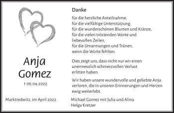 Traueranzeige von Anja Gomez von Frankenpost