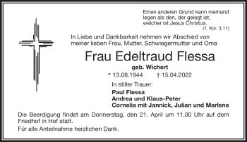 Traueranzeige von Edeltraud Flessa von Frankenpost
