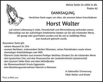 Traueranzeige von Horst Walter von Südthüringer Presse