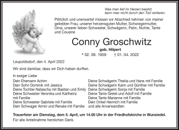 Traueranzeige von Conny Groschwitz von Frankenpost