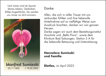 Traueranzeige von Manfred Sumieski von Südthüringer Presse