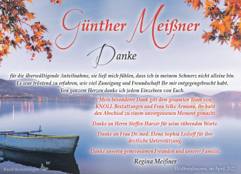 Traueranzeige von Günther Meißner von Südthüringer Presse