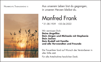 Traueranzeige von Manfred Frank von Frankenpost