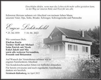 Traueranzeige von Eugen Lichtenheld von Südthüringer Presse
