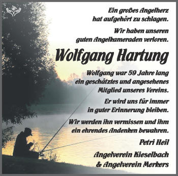 Traueranzeige von Wolfgang Hartung von Südthüringer Presse