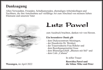 Traueranzeige von Lutz Pawel von Südthüringer Presse