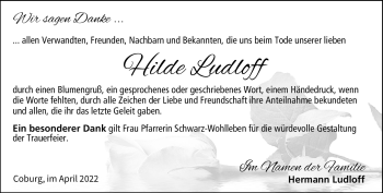 Traueranzeige von Hilde Ludloff von Neue Presse Coburg