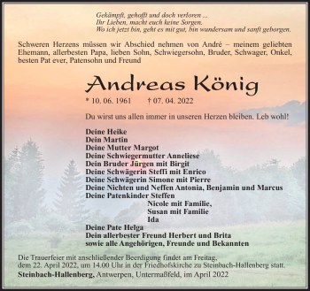Traueranzeige von Andreas König von Südthüringer Presse