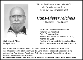 Traueranzeige von Hans-Dieter Michels von Südthüringer Presse