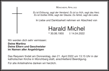 Traueranzeige von Harald Michel von Frankenpost