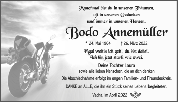 Traueranzeige von Bodo Annemüller von Südthüringer Presse