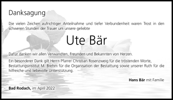 Traueranzeige von Ute Bär von Neue Presse Coburg