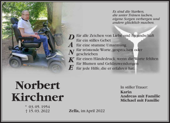 Traueranzeige von Norbert Kirchner von Südthüringer Presse