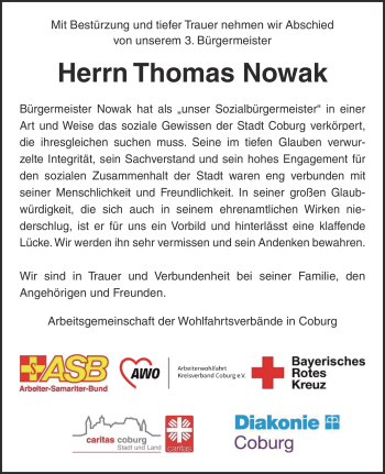 Traueranzeige von Thomas Nowak von Neue Presse Coburg