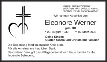 Traueranzeige von Eleonore Werner von Frankenpost