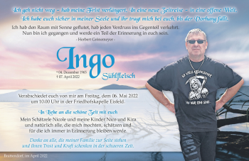 Traueranzeige von Ingo Sühlfleisch von Südthüringer Presse