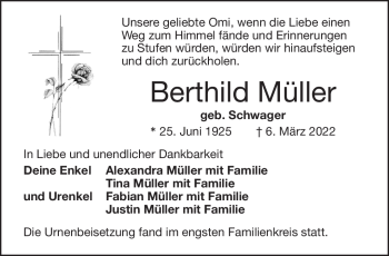 Traueranzeige von Berthild Müller von Frankenpost