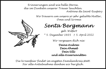 Traueranzeige von Senta Bergmann von Frankenpost