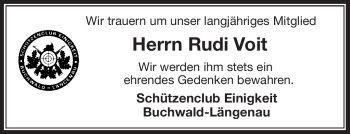 Traueranzeige von Rudi Voit von Frankenpost