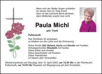 Traueranzeige von Paula Michl von Frankenpost