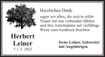 Traueranzeige von Herbert Leiner von Frankenpost