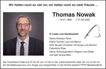 Traueranzeige von Thomas Nowak von Neue Presse Coburg