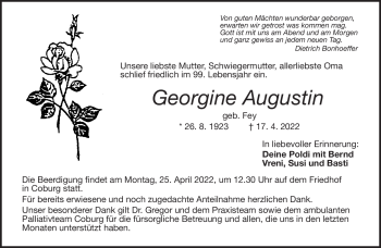 Traueranzeige von Georgine Augustin von Neue Presse Coburg