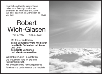 Traueranzeige von Robert Wich-Glasen von Neue Presse Coburg