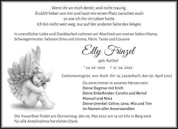 Traueranzeige von Elly Frinzel von Frankenpost