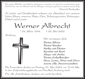 Traueranzeige von Werner Albrecht von Frankenpost