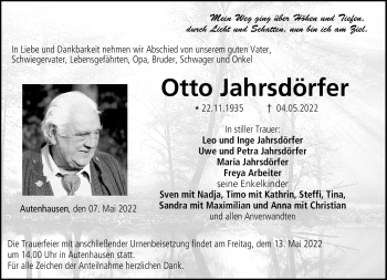 Traueranzeige von Otto Jahrsdörfer von Neue Presse Coburg