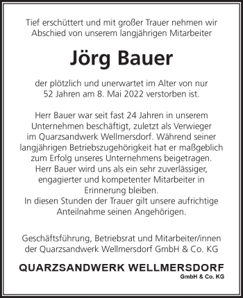 Traueranzeige von Jörg Bauer von Neue Presse Coburg
