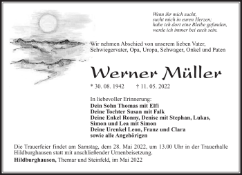 Traueranzeige von Werner Müller von Südthüringer Presse