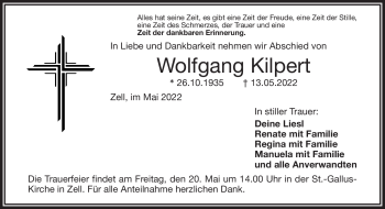 Traueranzeige von Wolfgang Kilpert von Frankenpost