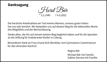 Traueranzeige von Horst Bär von Neue Presse Coburg