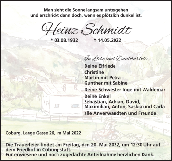 Traueranzeige von Heinz Schmidt von Neue Presse Coburg