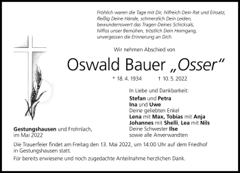Traueranzeige von Oswald Bauer von Neue Presse Coburg