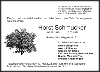 Traueranzeige von Horst Schmucker von Frankenpost