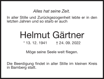Traueranzeige von Helmut Gärtner von Neue Presse Coburg