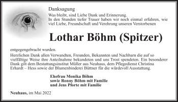 Traueranzeige von Lothar Böhm von Südthüringer Presse
