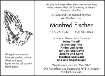 Traueranzeige von Manfred Fischer von Neue Presse Coburg