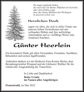 Traueranzeige von Günter Heerlein von Südthüringer Presse
