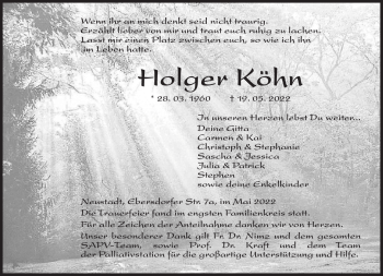 Traueranzeige von Holger Köhn von Neue Presse Coburg