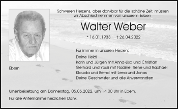 Traueranzeige von Walter Weber von Neue Presse Coburg
