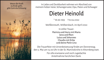 Traueranzeige von Dieter Heinold von Frankenpost