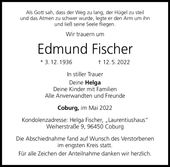 Traueranzeige von Edmund Fischer von Neue Presse Coburg