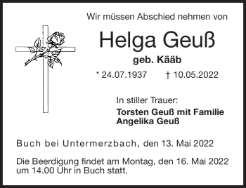 Traueranzeige von Helga Geuß von Neue Presse Coburg