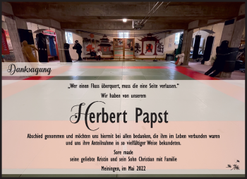Traueranzeige von Herbert Papst von Südthüringer Presse