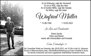 Traueranzeige von Winfried Müller von Neue Presse Coburg
